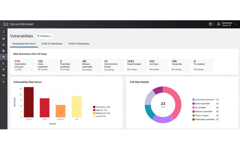 CVE risk score in Secure Workload dashboard